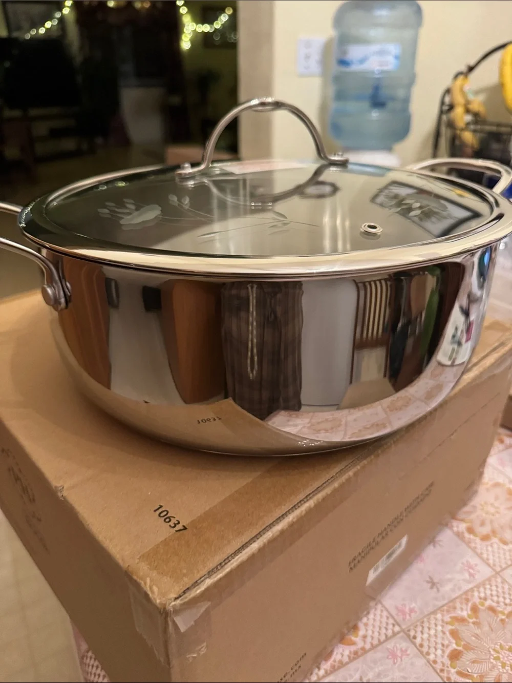 Princess House Stainless Steel Covered Casserole with Etched Glass Lid - Silver